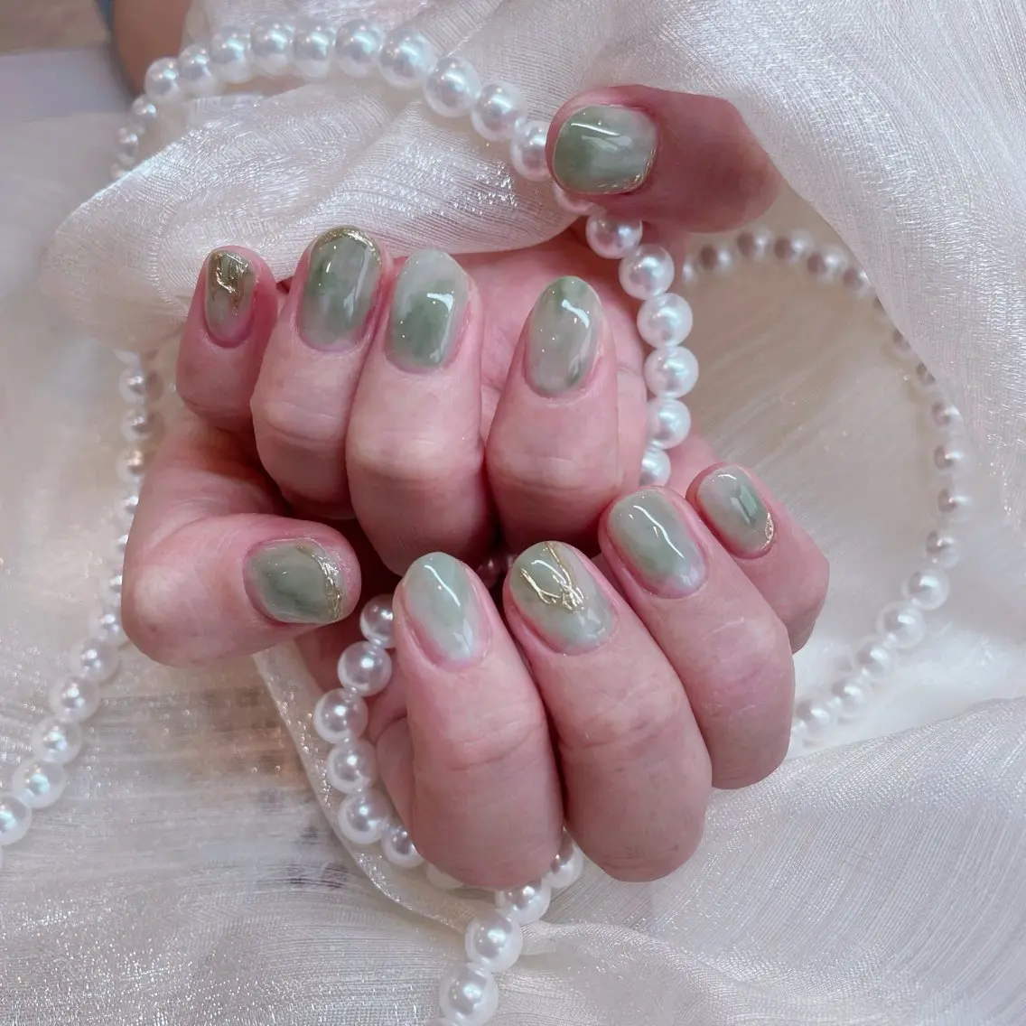 ネイル アートネイル 韓国ネイル 水色 ロングネイル マグネットネイル ハンドネイル ハンドケア NailDemure 【銀座店】のネイルデザイン