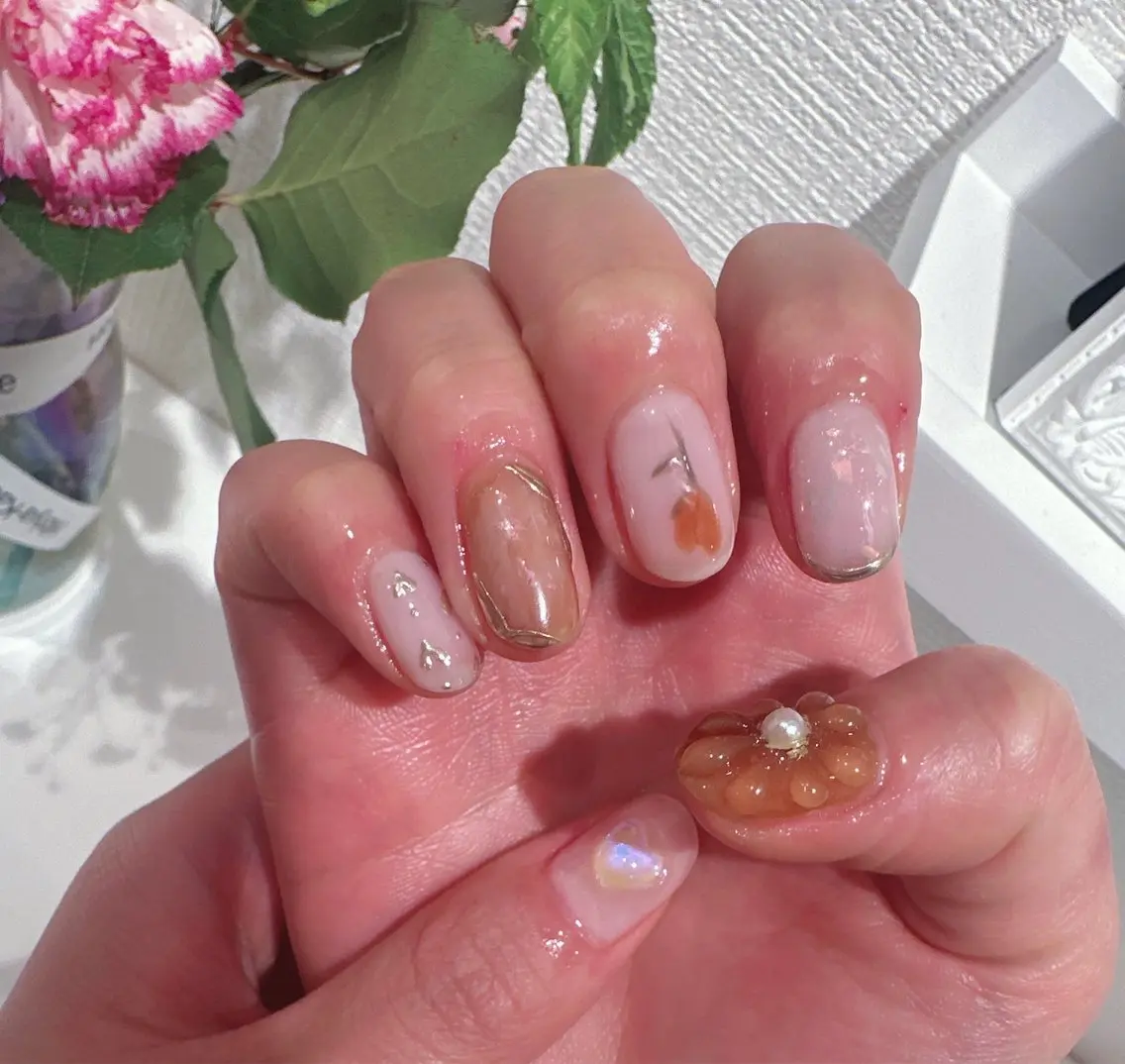 ネイル 韓国ネイル 春ネイル ワンホンネイル 恵比寿 The Nailのネイルデザイン