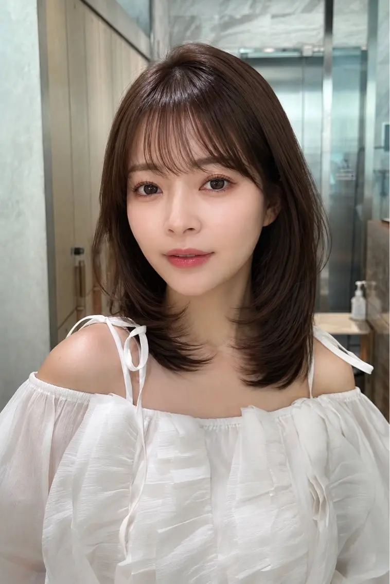 ミディアム カット ヘアカラー トリートメント 🦋韓国風レイヤー/ 艶髪矯正🦋凛太郎のヘアスタイル
