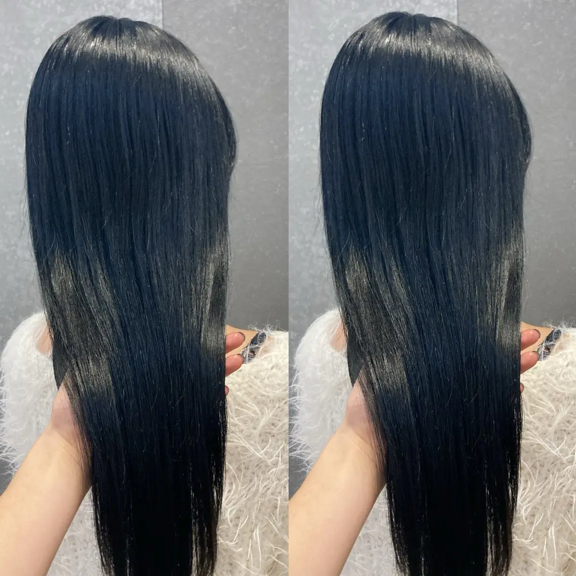 ロング カラー 黒髪 髪質改善 トリートメント み うのヘアスタイル