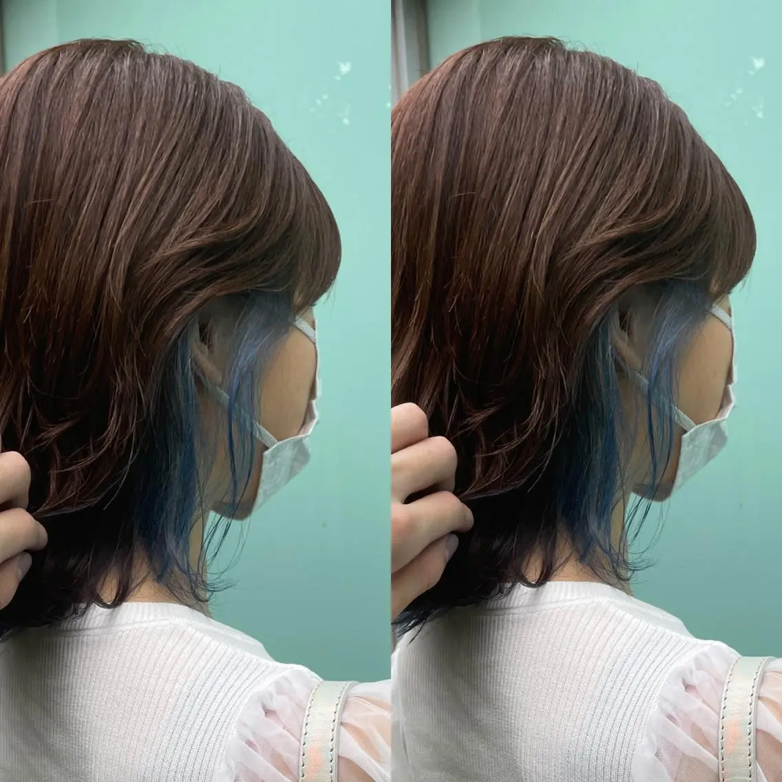 ミディアム カラー ブルーカラー 髪質改善🪄 イルミナカラー岩谷のヘアスタイル