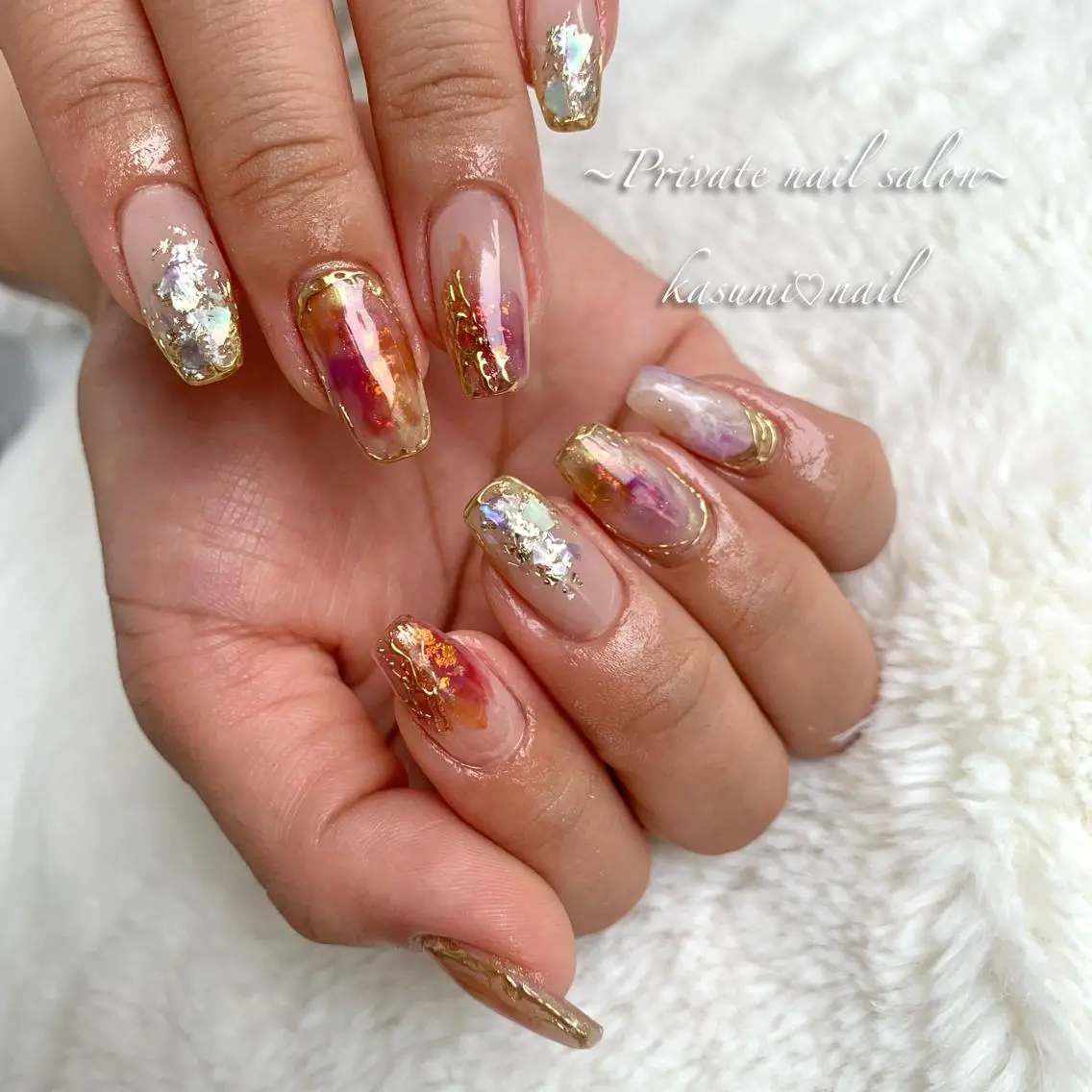 ネイル アートネイル ラメ(グリッター) マグネットネイル ミラーネイル 持ち込み KASUMI♡ Nailのネイルデザイン