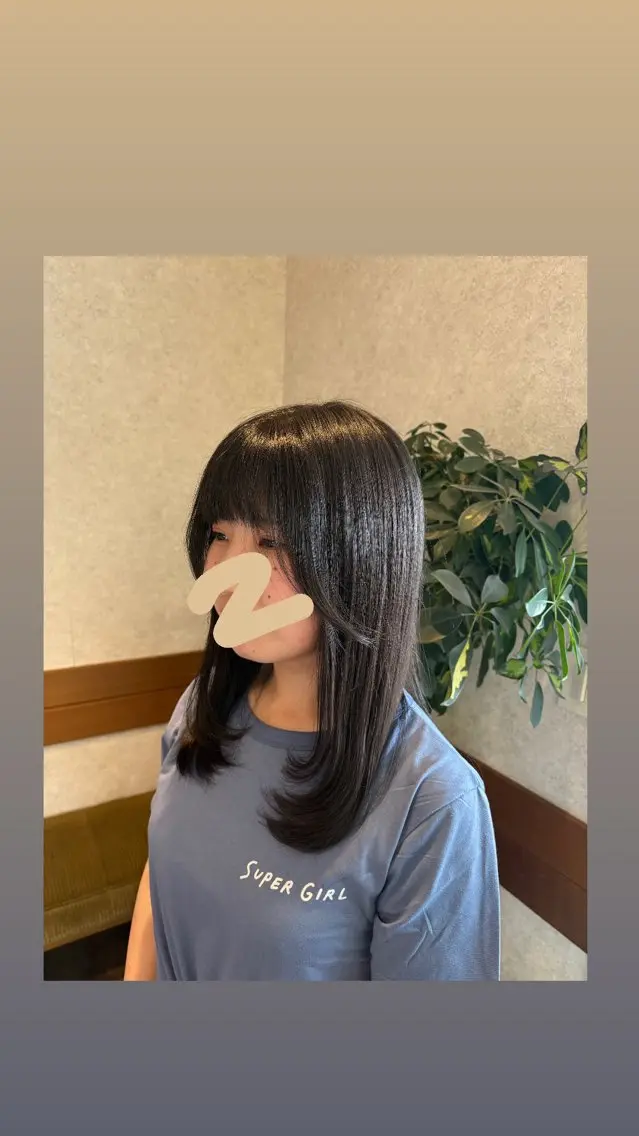 セミロング 顔まわりレイヤー 顔周りカット レイヤーカット 阿部 叶夢のヘアスタイル