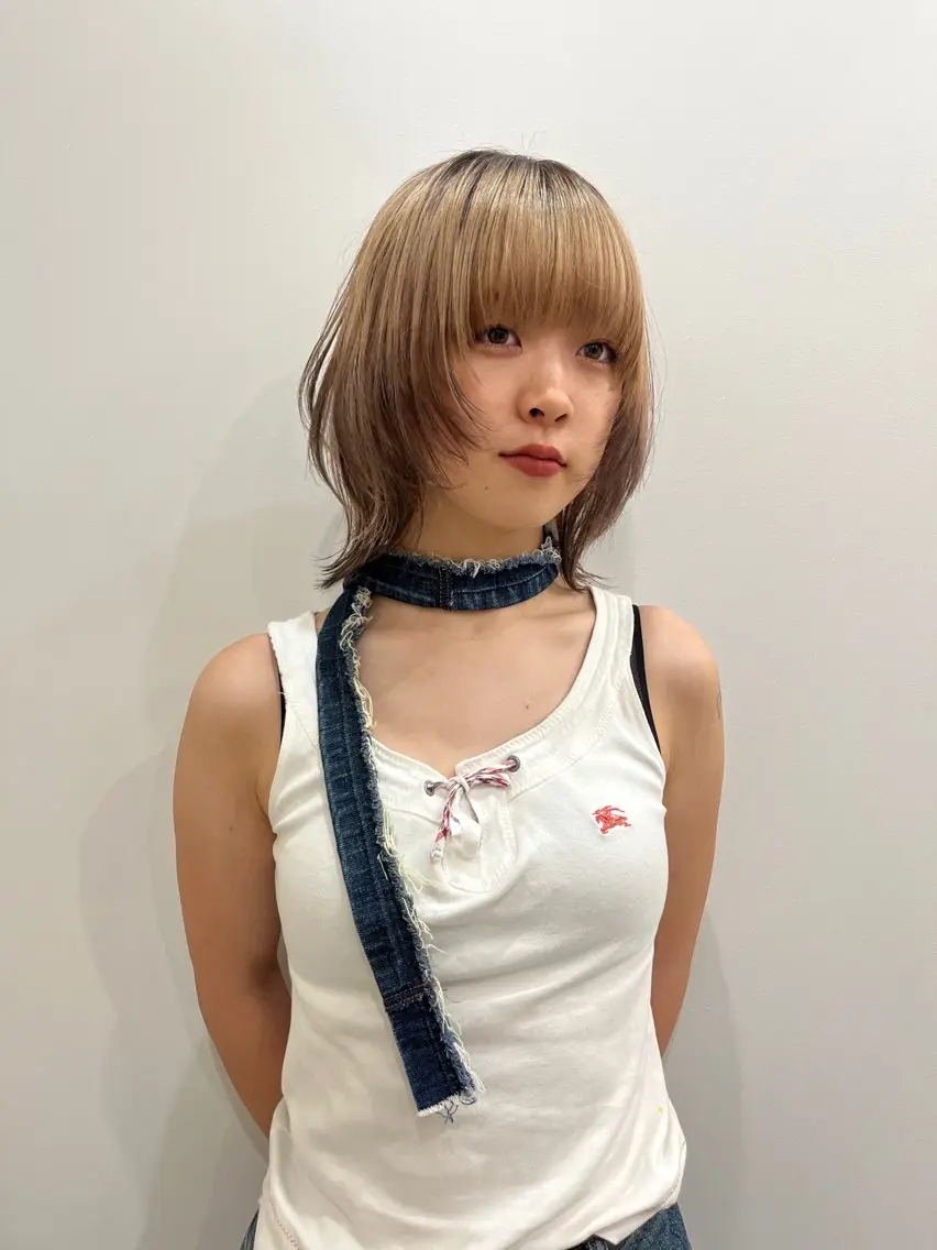 ミディアム カラー レイヤーカット ヘアセット🎀パーマ Tsubasaのヘアスタイル