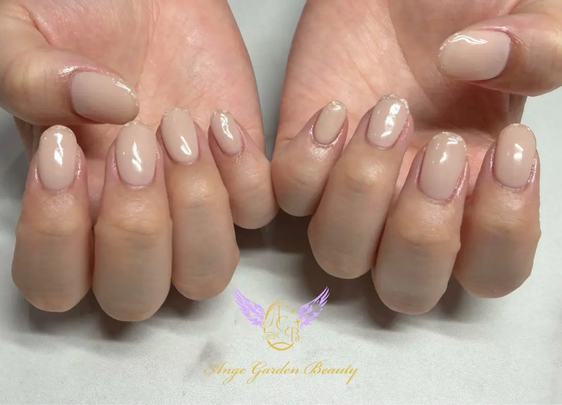 ネイル フレンチネイル ジェルネイル ガラスフレンチ ハンドネイル AngeGarden Beautymihoのネイルデザイン