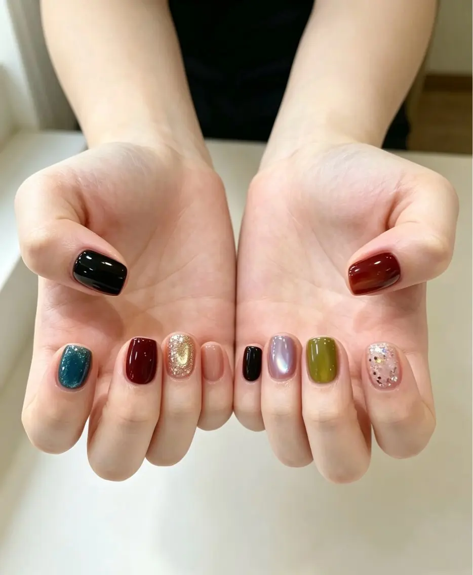 ネイル フレンチネイル ラメ(グリッター) ラメグラデーション マグネットネイル 持ち込み Unicorn Nail原宿表参道のネイルデザイン