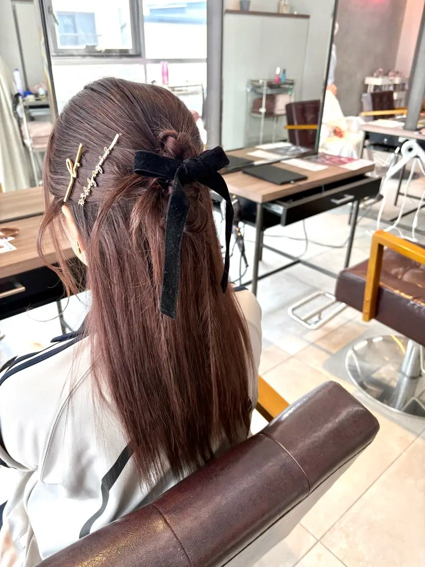 セミロング ヘアアレンジ ハーフアップ 🩵MEI🩵鶴見 ／ヘアアレンジ💫のヘアスタイル