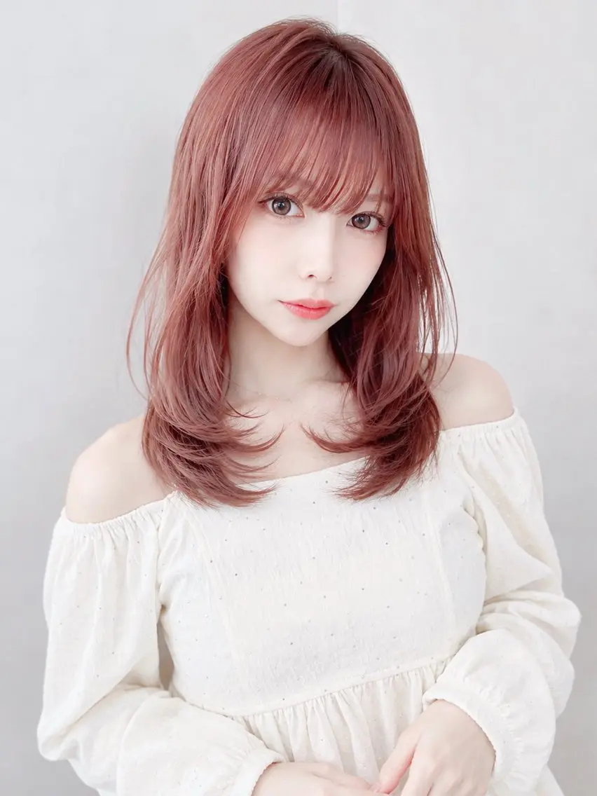 ミディアム カット ヘアカラー トリートメント 久米 春輝のヘアスタイル