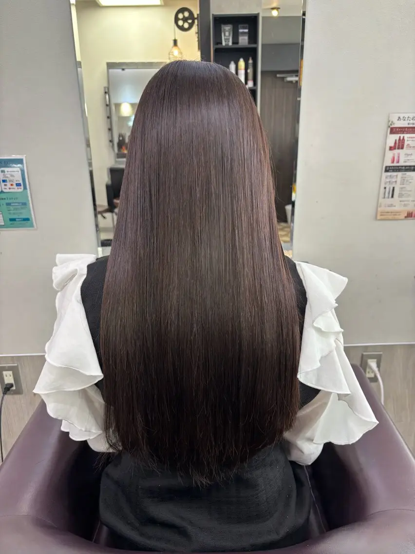 🫧艶髪ストレート×カラー|自然なストレート+透明感カラー(トーンダウンのみ)+TR✨の写真