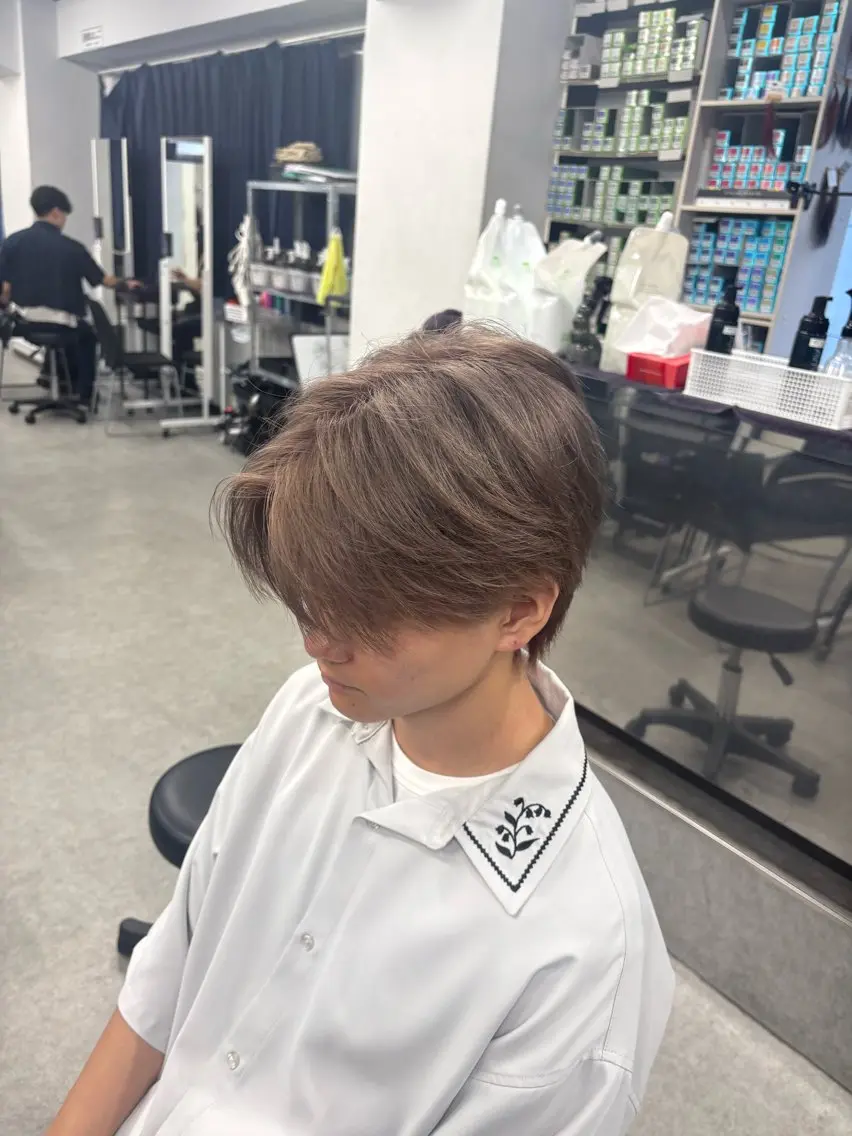 ショート カラー パーマ ヘアアレンジ メンズ キッズ アップバング センターパート メンズハイライト マッシュ メンズパーマ 波巻き/シャドウ/ 特化 福田朝輝のヘアスタイル