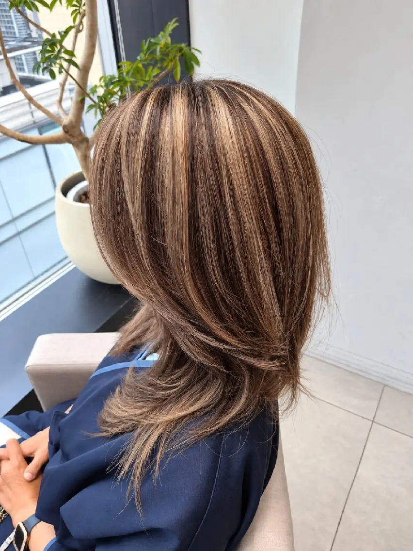 セミロング ハイライト 千葉 光春のヘアスタイル