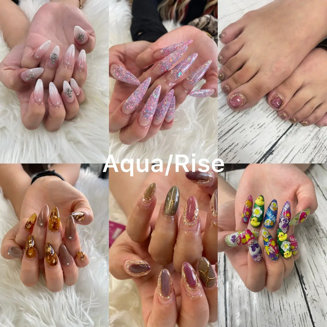 ネイル ロングネイル ショートネイル アクア ライズのネイルデザイン