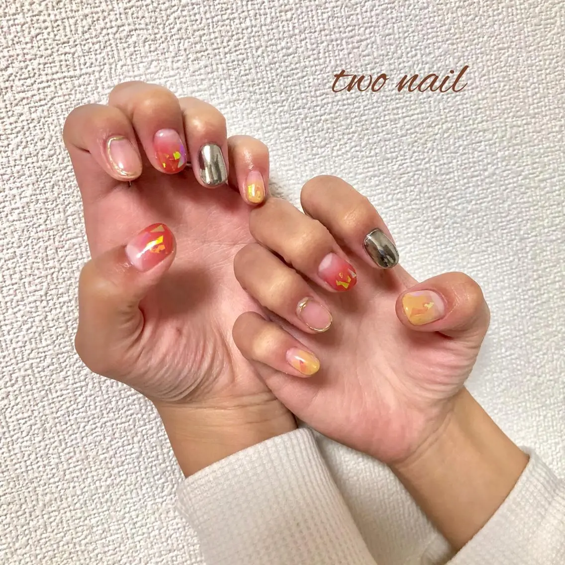 ネイル アートネイル フットネイル ハート ニュアンスネイル two nailのネイルデザイン