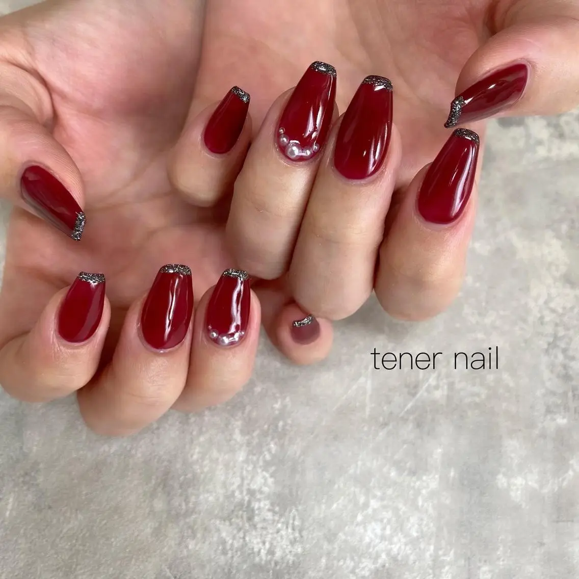 ネイル フラッシュネイル フレンチネイル ラメ(グリッター) テネルネイル tener nailのネイルデザイン