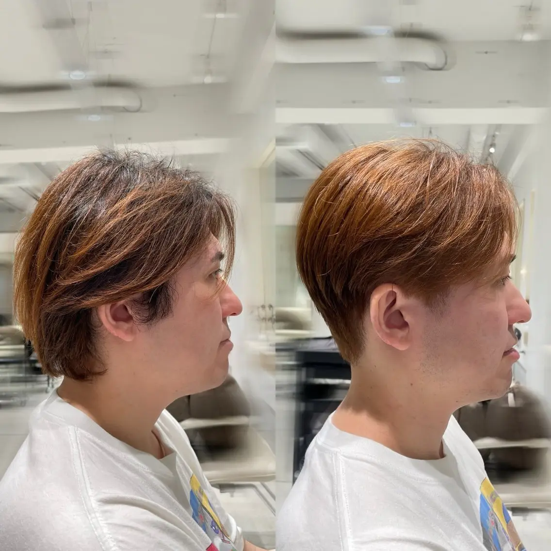 ショート カラー メンズ ブリ—チ🌈カラ— 🌀パ—マ🌿ちえのヘアスタイル