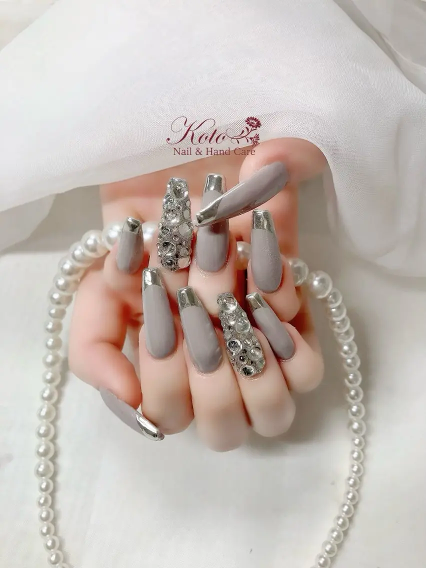 ネイル 長さ出し フレンチネイル ジェルネイル ミラーネイル 持ち込み ハンドネイル Nail Salon KOTOのネイルデザイン
