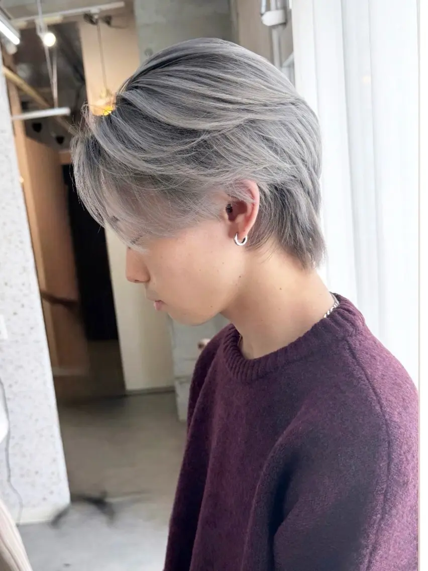 ショート カラー メンズ メンズバレイヤージュ メンズブリーチ メンズハイライト メンズハイトーン メンズインナーカラー ヘアカラー lani ブリーチ /ダブルカラーのヘアスタイル