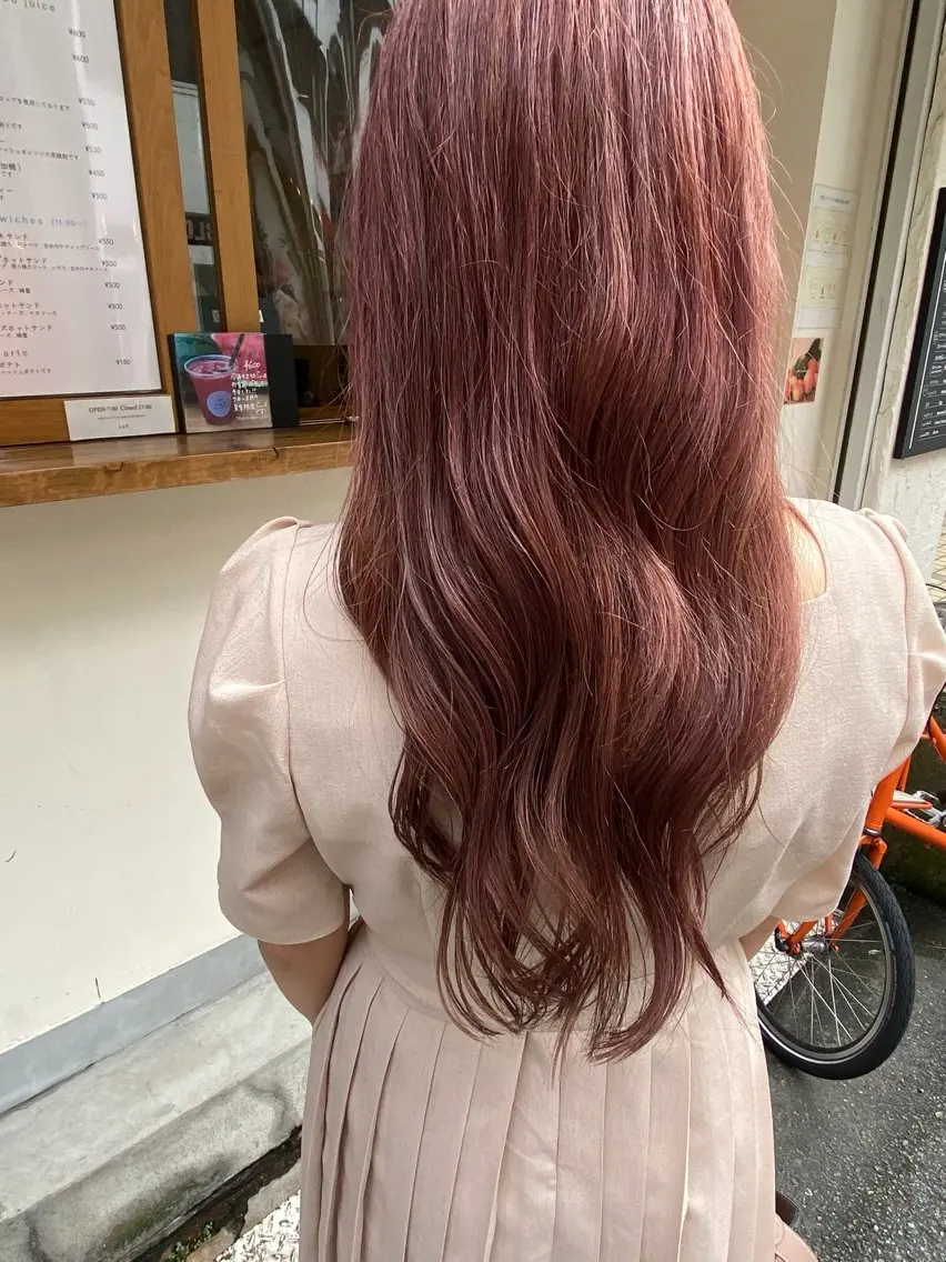 ロング カット ヘアカラー トリートメント 暖色カラー/かまや ゆきえのヘアスタイル