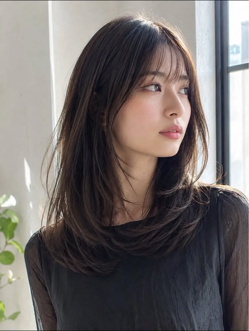 セミロング カラー ヘアカラー 韓国×艶ハイトーンが かわいい✨️リオ🍒のヘアスタイル