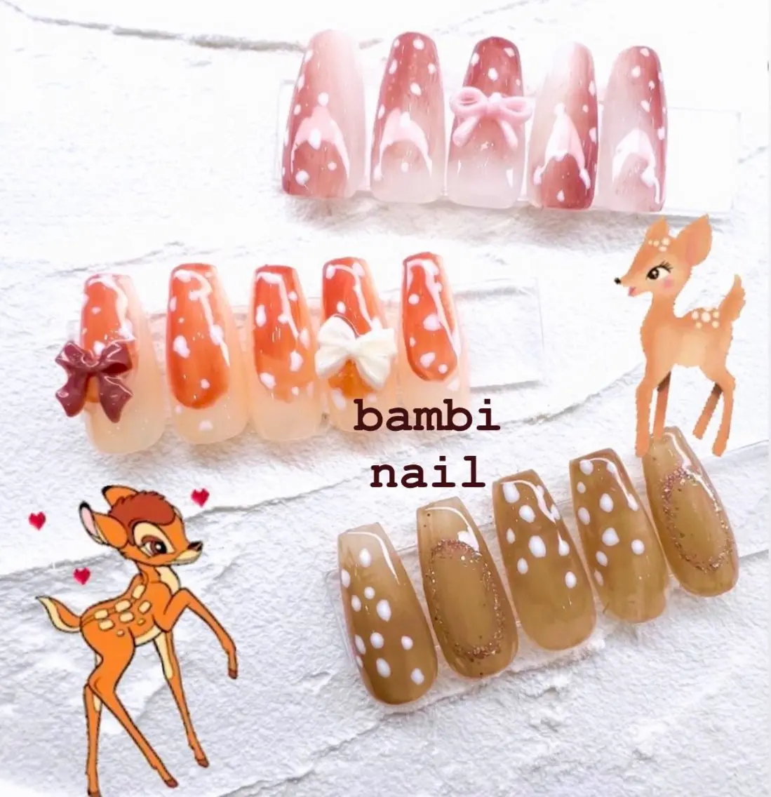 この秋バズり中🦌🩷🩷🤎🤎🩷バンビネイル💅🩷🥰オフ込み7400円の写真