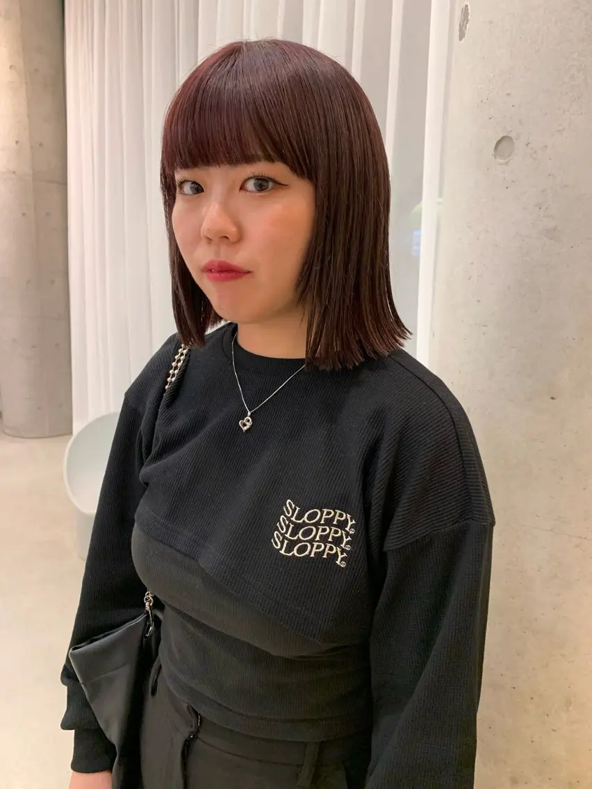 ミディアム カラー ブラウンカラー カット ヘアカラー トリートメント オカモト ハルカのヘアスタイル