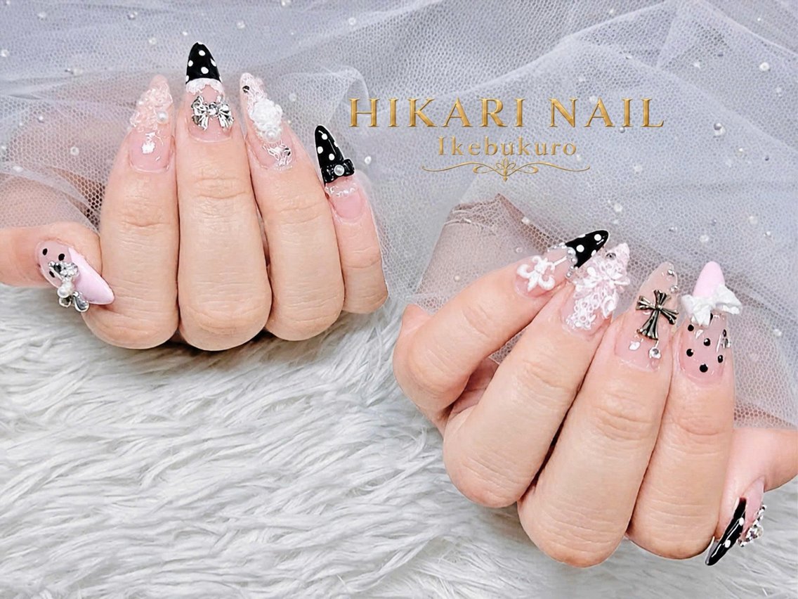 ネイル チークネイル 長さ出し フレンチネイル ガーリー ハロウィン ハンドネイル HikariNail Ikebukuroのネイルデザイン