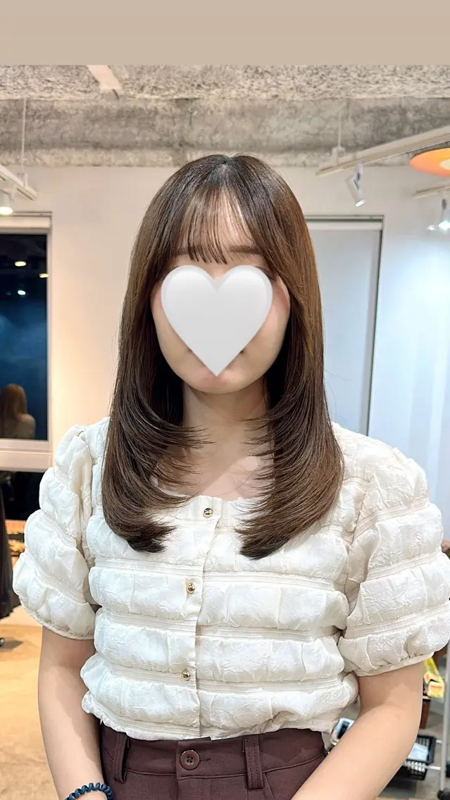 ミディアム レイヤーカット 艶、美髪カラー✨ harukaのヘアスタイル
