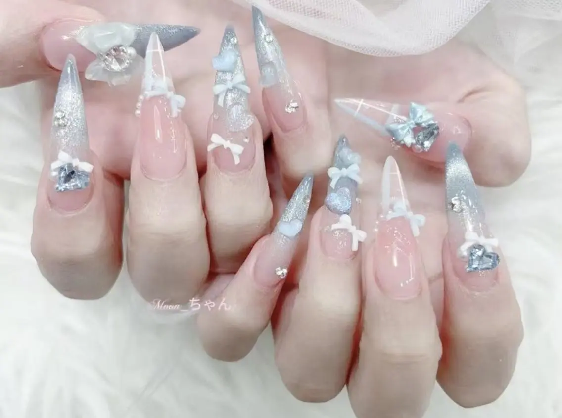 ネイル 成人式 ジェルネイル マグネットネイル 大理石ネイル(マーブル) 持ち込み ハンドネイル K.bi_nail ネイル長さ出し専門店のネイルデザイン