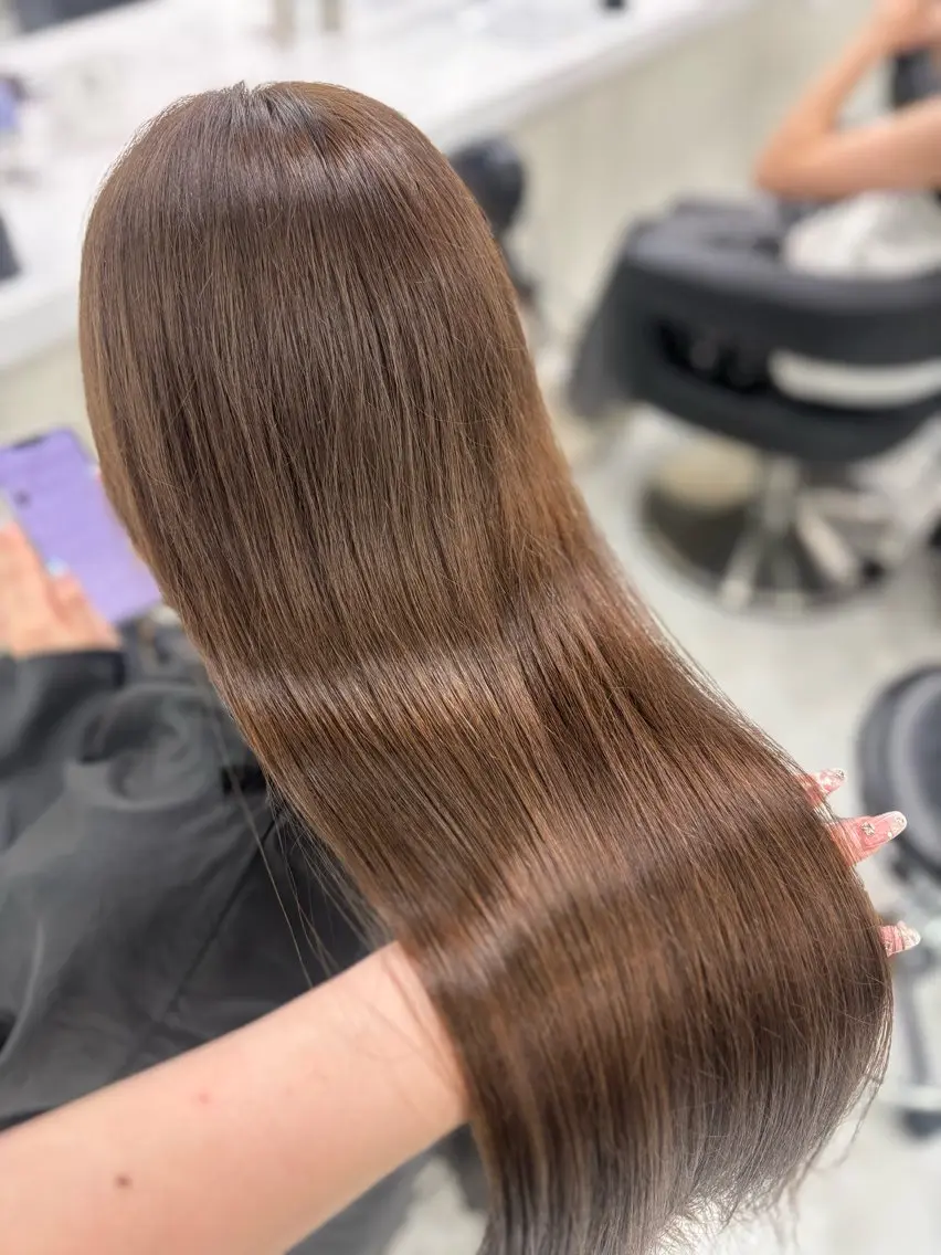 ロング ヘアカラー トリートメント ヘアセット 赤髪/ワインレッド/ 韓国系 まなかのヘアスタイル