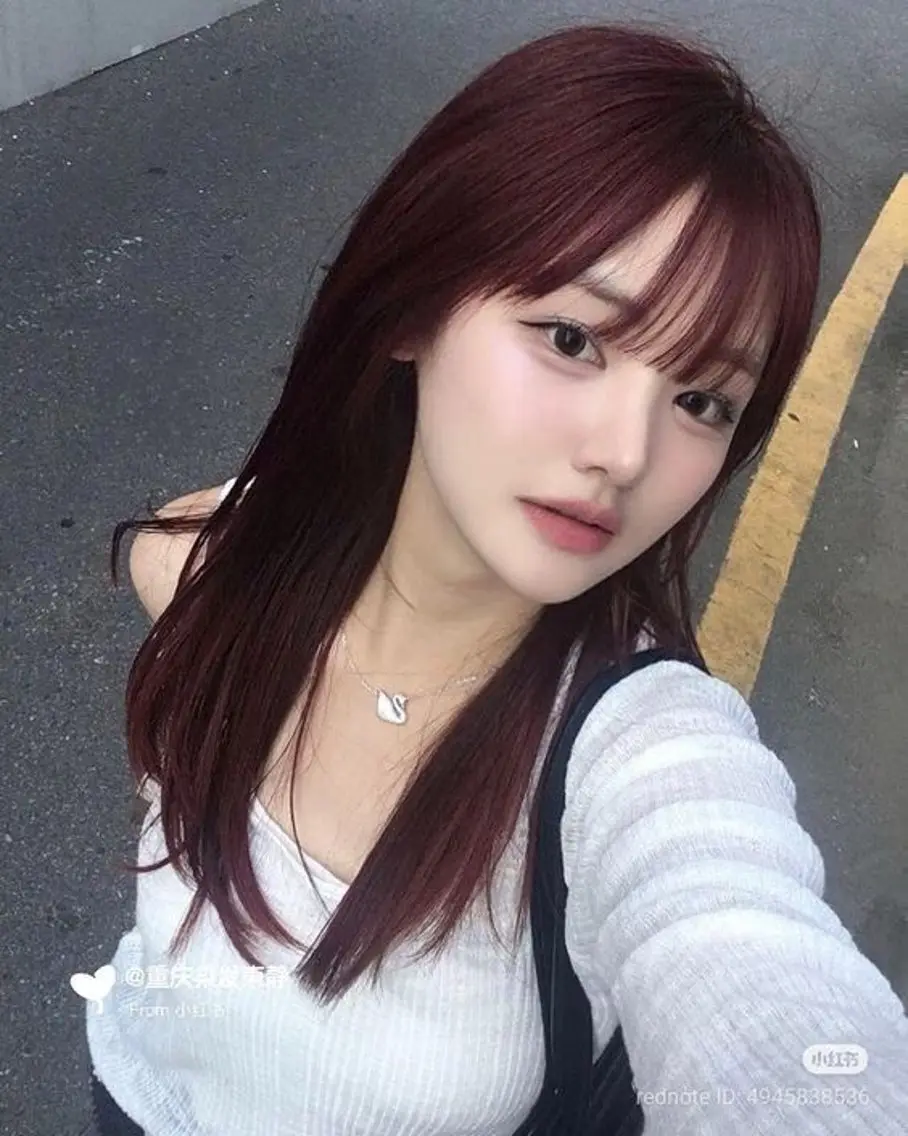 セミロング カット ヘアカラー トリートメント 🍒暖色カラー🍒 韓国ヘア/顔周り/林のヘアスタイル