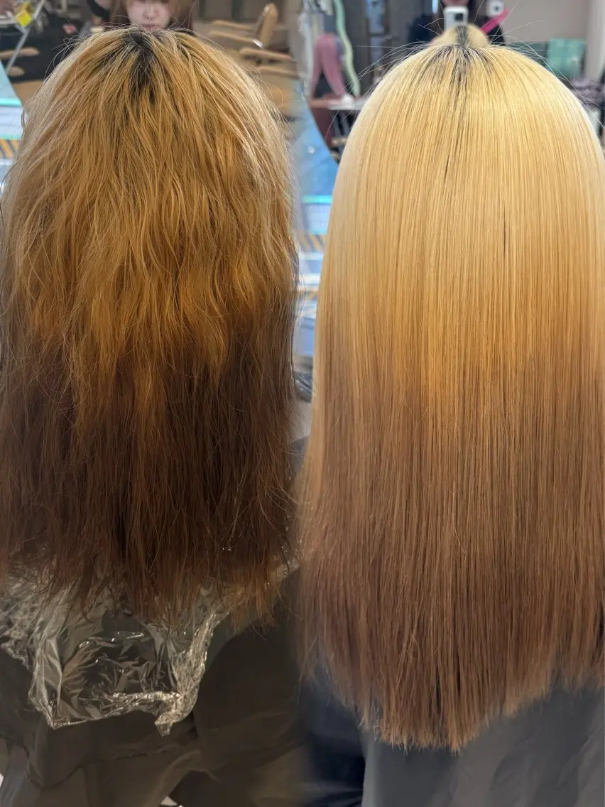 カラー パーマ ブリーチ 縮毛矯正 ストレートパーマ 縮毛矯正 縮毛矯正/暖色 なーな🎀🤍のヘアスタイル