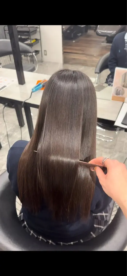 ロング 髪質改善 縮毛矯正 トリートメント カット ヘアカラー 縮毛矯正 トリートメント りきと🦋河原町 縮毛矯正/艶カラーのヘアスタイル