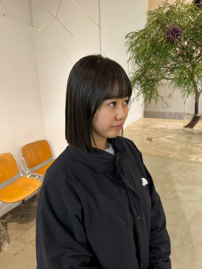 ミディアム サイドバング カット 清水愛果/似合わせ カット/透明感カラーのヘアスタイル