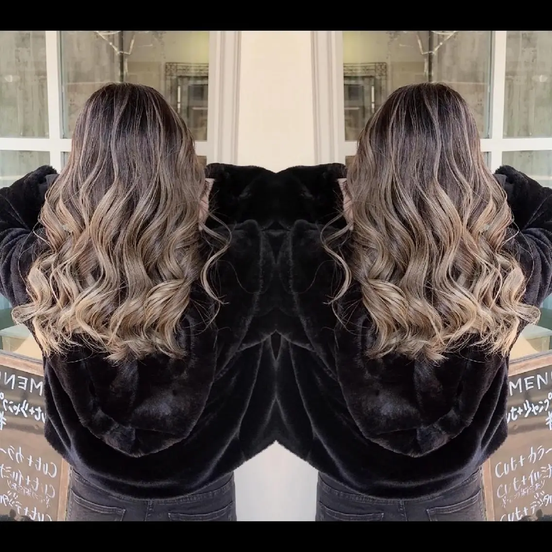 ロング カラー アッシュ アッシュグレー バレイヤージュ ベージュカラー ブリーチ ヘアカラー バレイヤージュ/ ハイライト/大内格のヘアスタイル