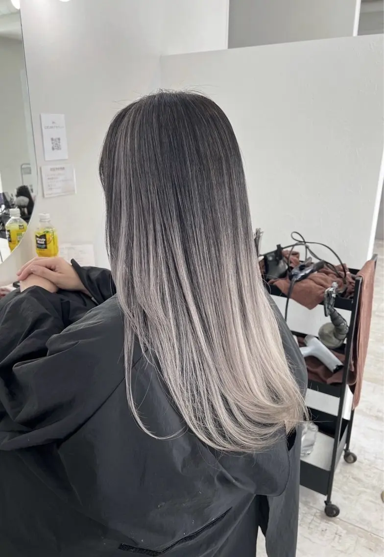 ロング カラー バレイヤージュ シルバー ホワイトシルバー レイヤーカット 指名数No.1 /NAOYAのヘアスタイル