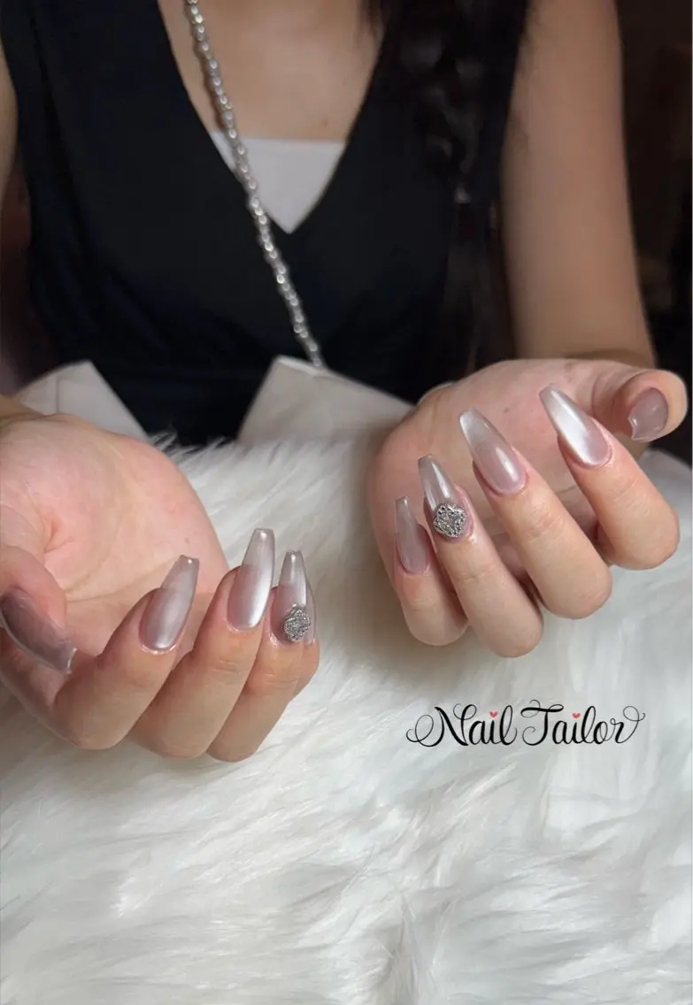 ネイル 長さ出し ロングネイル マグネットネイル オフィスネイル シンプルネイル ハンドネイル NailTailor ネイルテイラーのネイルデザイン