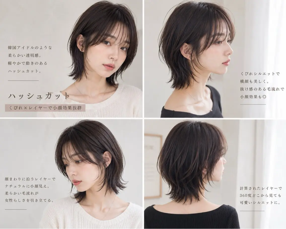 ショート カット ヘアカラー トリートメント rina韓国レイヤー ハッシュカットのヘアスタイル