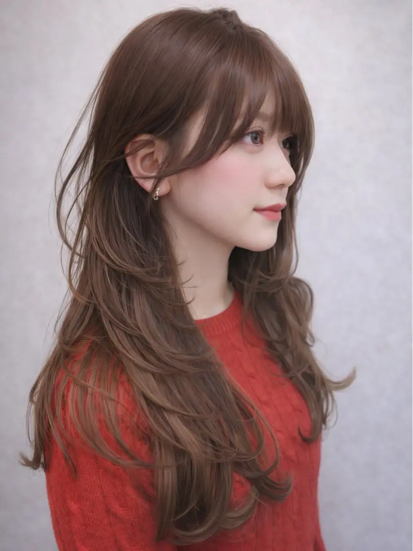 ロング カット ヘアカラー maya🇰🇷韓国 レイヤー/顔まわりのヘアスタイル