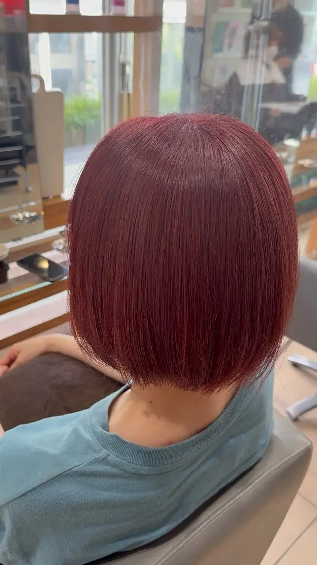 ショート カラー ブリーチ オレンジ ピンクカラー ヘアカラー レイヤーカット/ 縮毛矯正/海音のヘアスタイル