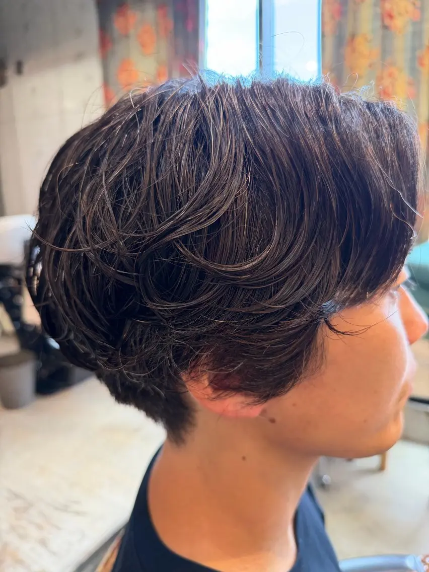 ショート パーマ ヘアアレンジ メンズ センターパート ショートヘア カット パーマ 🍀Ryosuke 🍀のヘアスタイル