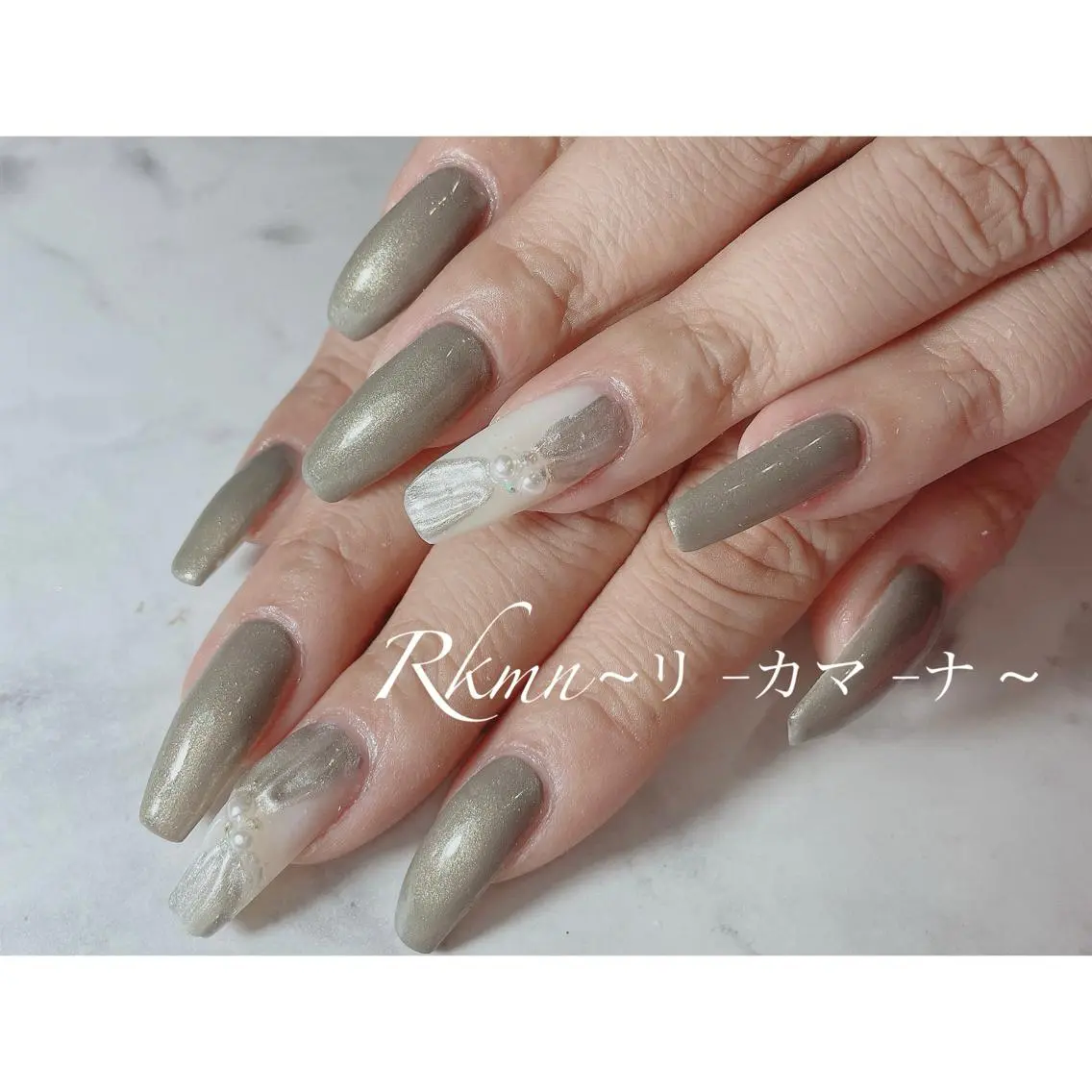ネイル アートネイル ラメ(グリッター) ぷっくりネイル リボン 春ネイル ハンドネイル フットネイル ハンドケア Rkmn ~リ-カマ-ナ~のネイルデザイン