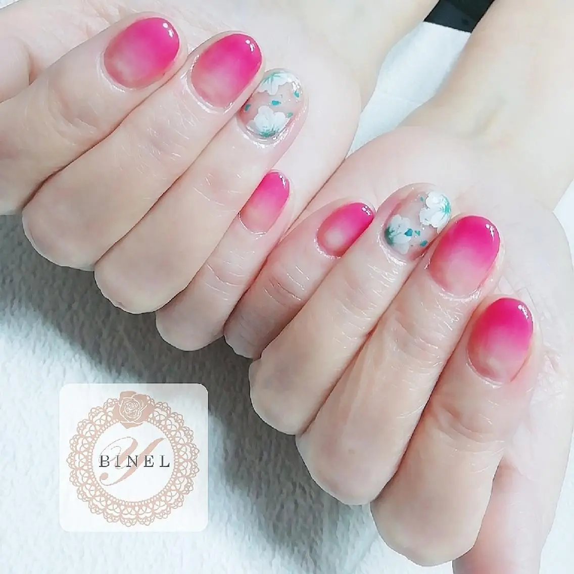 ネイル アートネイル フラワーネイル 春ネイル ハンドネイル Nail Salon Y.BINELのネイルデザイン