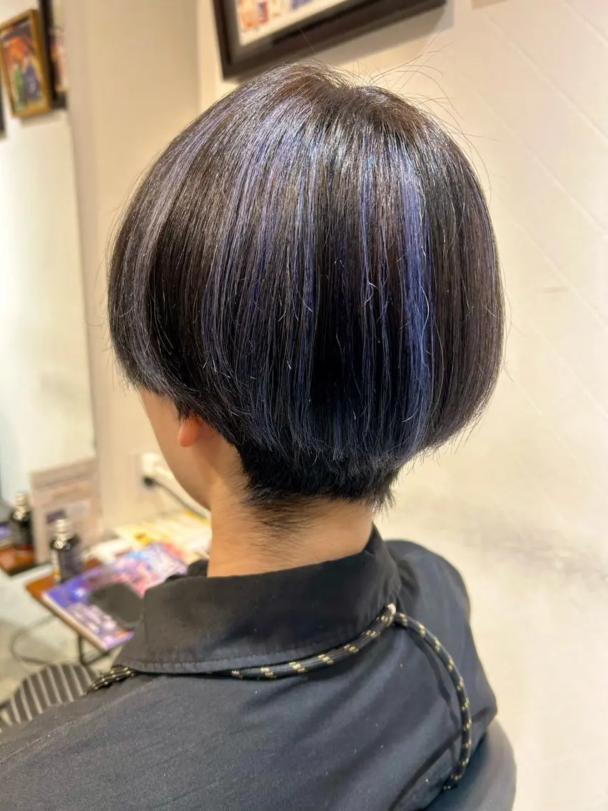 ショート カラー ブルーカラー ハイライトカラー ハイライト 仲野 空悟@モデル募集中のヘアスタイル