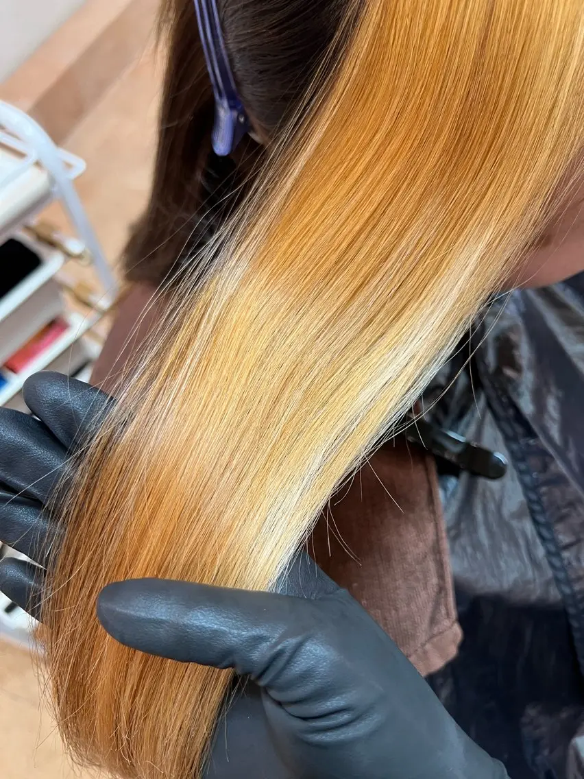 ロング カラー ヘアアレンジ ハイライトカラー インナーカラー ハイライト カット ヘアカラー トリートメント bh.maara デザイン／ハイトーンのヘアスタイル
