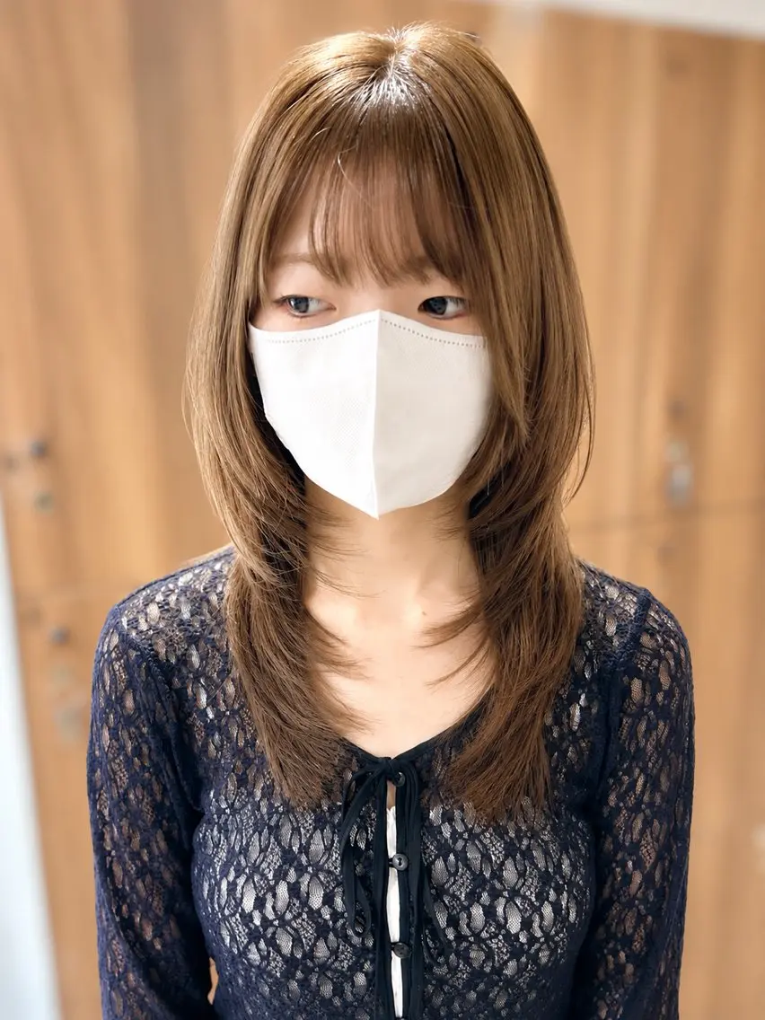ミディアム カラー カット ヘアカラー トリートメント 艶髪/ショート/ レイヤー/なつきのヘアスタイル