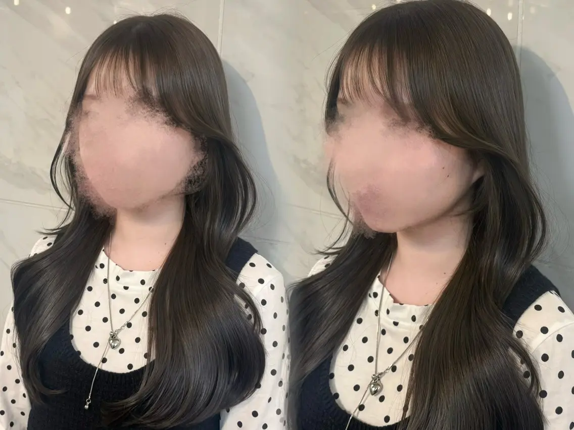 ロング カット ヘアカラー 🤍韓国ヘア/ かえで🤍のヘアスタイル