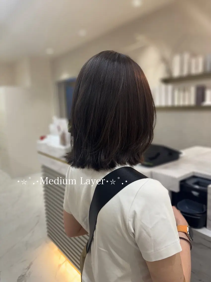 ミディアム レイヤーカット 艶カラー/縮毛矯正 asukaのヘアスタイル
