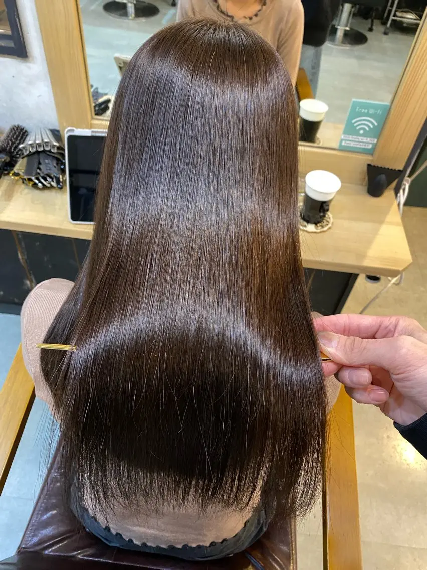 ロング 髪質改善 ロング 酸性ストレート カット 縮毛矯正 トリートメント ヘッドスパ 美髪矯正 🌈髪質改善 山下のヘアスタイル