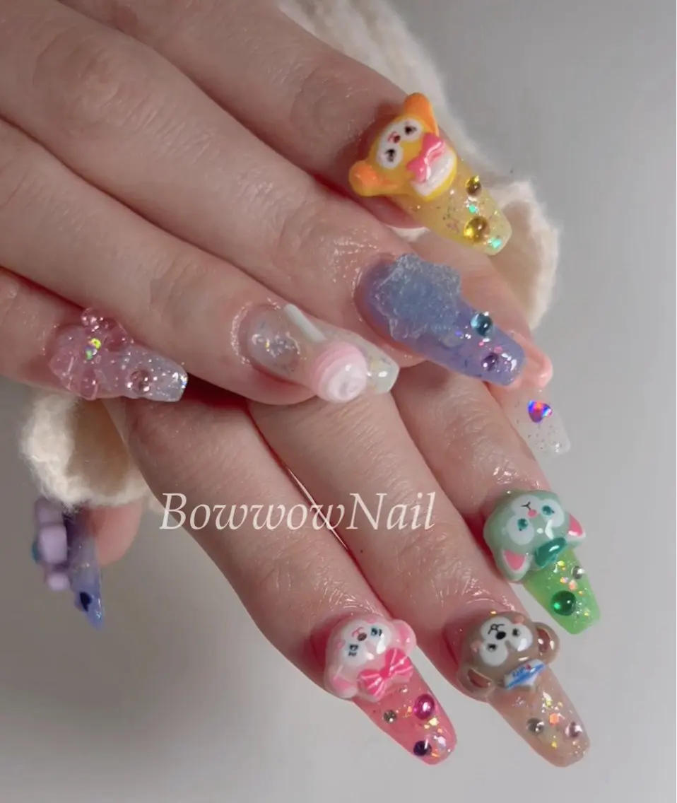ネイル ラメ(グリッター) マグネットネイル Bow wow Nail さや🧸のネイルデザイン