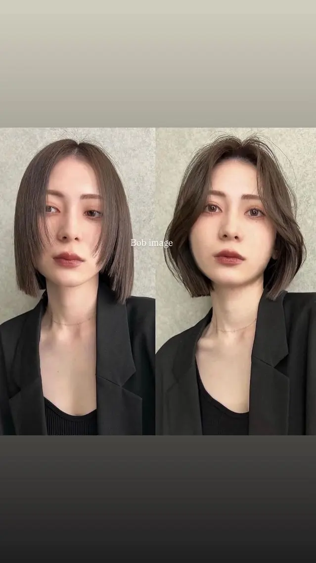 ミディアム ボブ 顔周りカット レイヤーカット 西脇 弥生のヘアスタイル